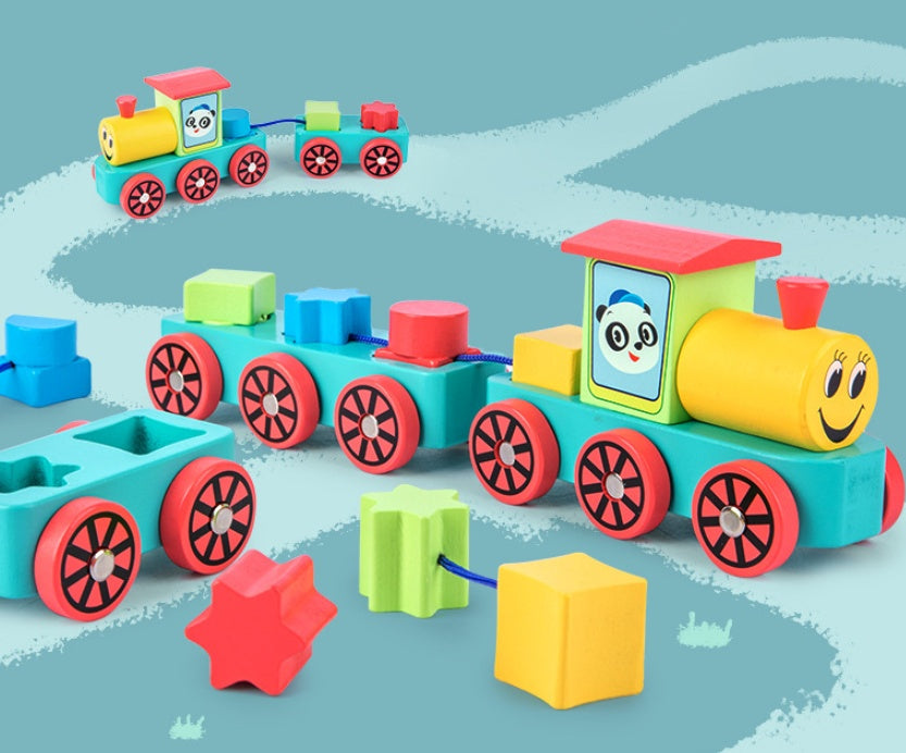 PERA FASHION Classic Wooden Train Building Blocks