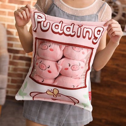 PERA FASHION Plush pillow toy featuring adorable pig plushies in a cute pouch.
