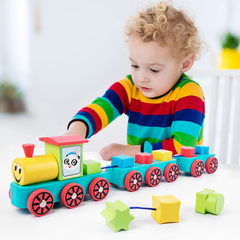 PERA FASHION Classic Wooden Train Building Blocks