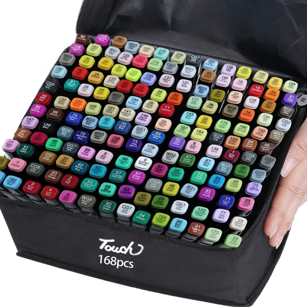 PERA FASHION 168-Color Dual Tip Drawing and Coloring Marker Set