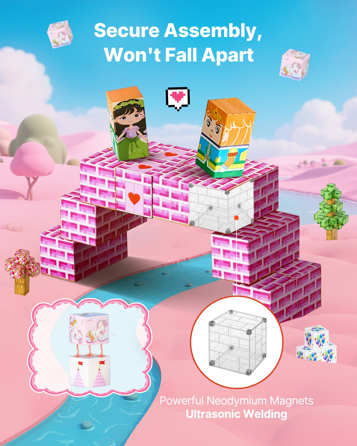 PERA FASHION 100PCS Magnetic Princess Castle Building Set