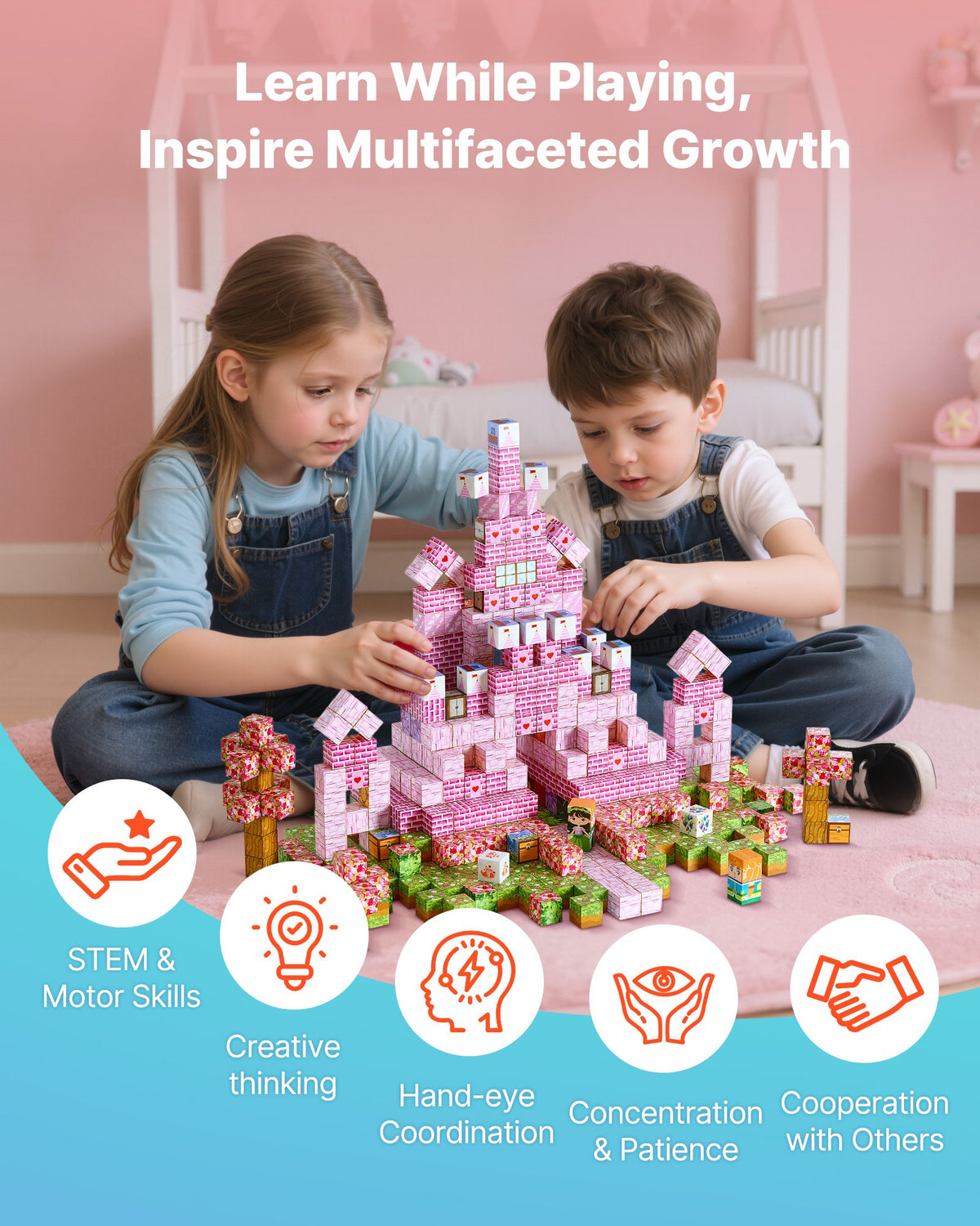 PERA FASHION 100PCS Magnetic Princess Castle Building Set